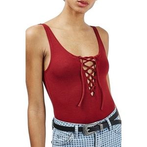Topshop lace up Bodysuit